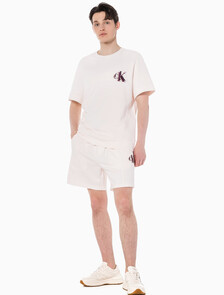Buy 남성 시즈널 트리플 모노그램 스웨트 쇼츠 in color ANCIENT WHITE