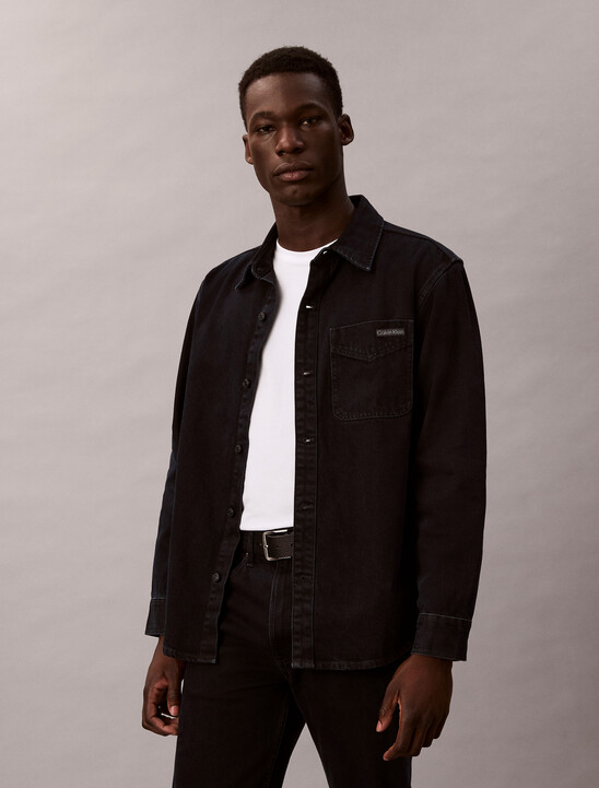 남성 블루블랙 스톤 90S 오버셔츠