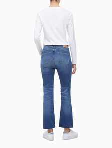 Buy 여성 하이라이즈 부츠핏 미드블루 데님 in color BLUE BLACK HANGER LOOP