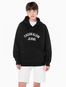 Buy 남녀공용 커브드로고 후디 in color CK BLACK