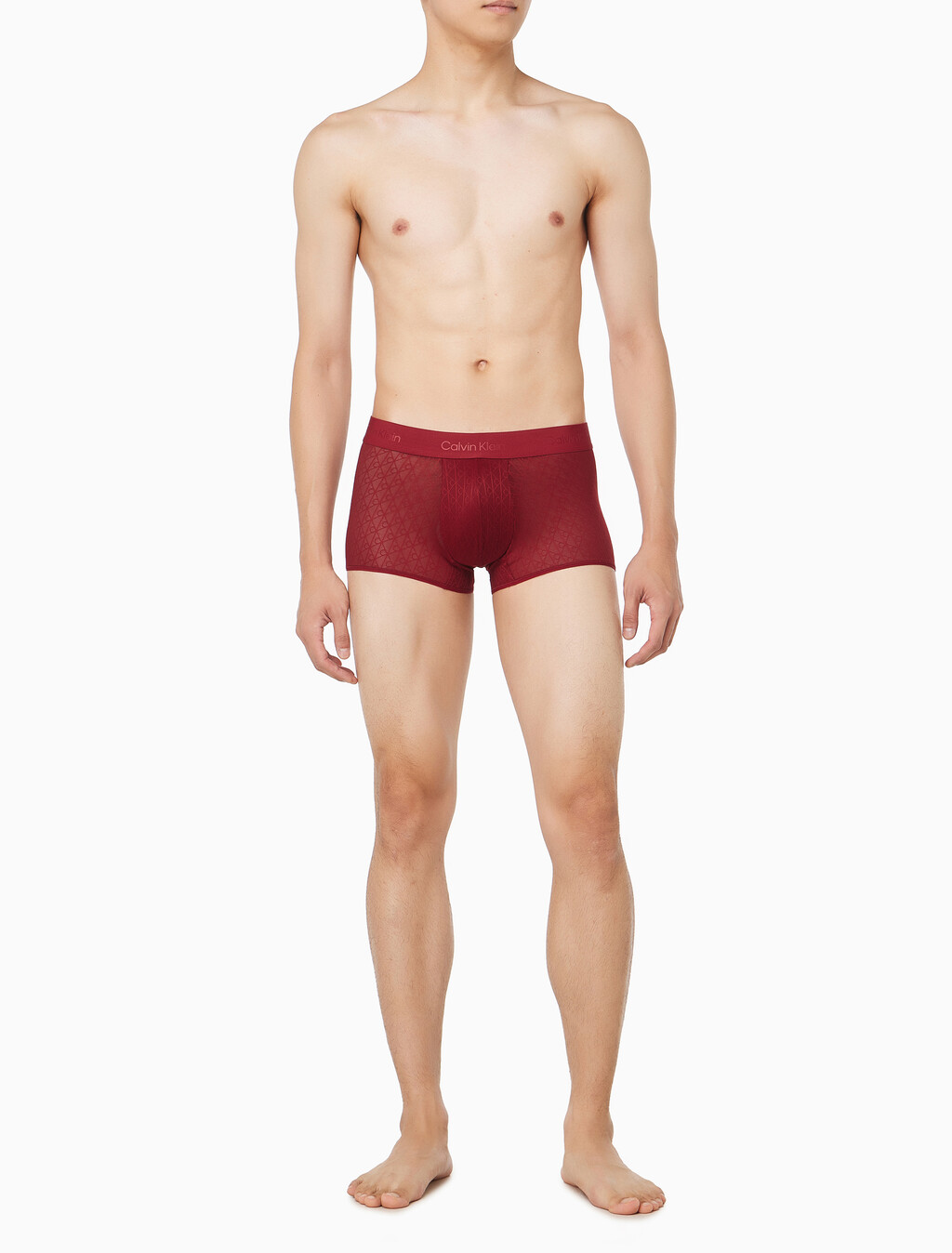 Buy 남성 스컬프트 레이스 로우 라이즈 트렁크 in color Dark Red