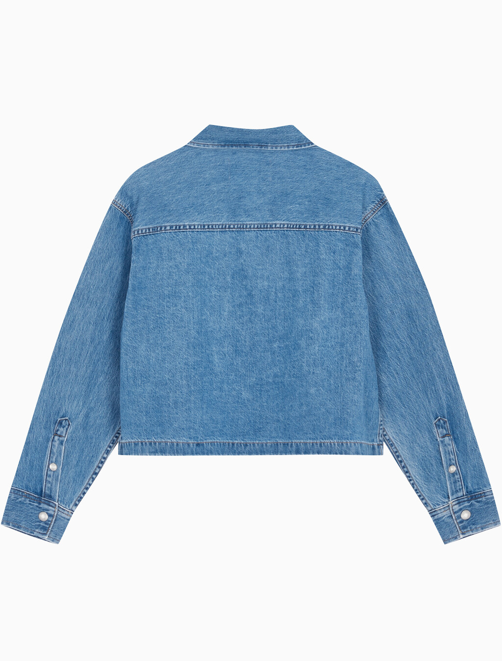 Buy 여성 크롭 대드핏 데님 셔츠 in color CHALKY BLUE