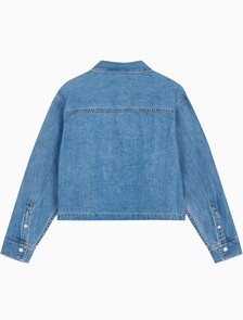 Buy 여성 크롭 대드핏 데님 셔츠 in color CHALKY BLUE