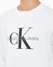 Buy 남성 레귤러핏 모노그램 로고 기모 스웨트셔츠 in color BRIGHT WHITE