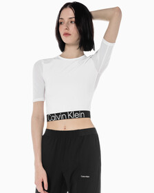 Buy 여성 레귤러 핏 스트레치 기능성 크롭 반팔 티셔츠 in color BRIGHT WHITE