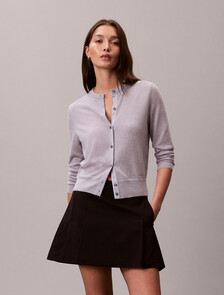 Buy 여성 L/S 메리노 가디건 in color LILAC GRAY