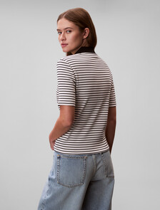 Buy 여성 모노로고 립폴로 티 in color Black stripe