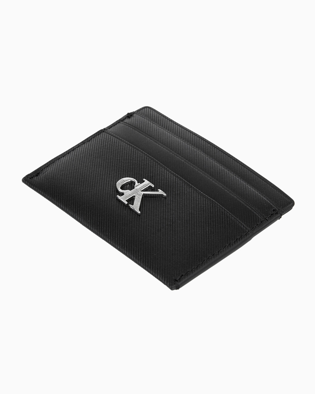 Buy 여성 CKJ 미니멀 모노그램 카드지갑 in color BLACK