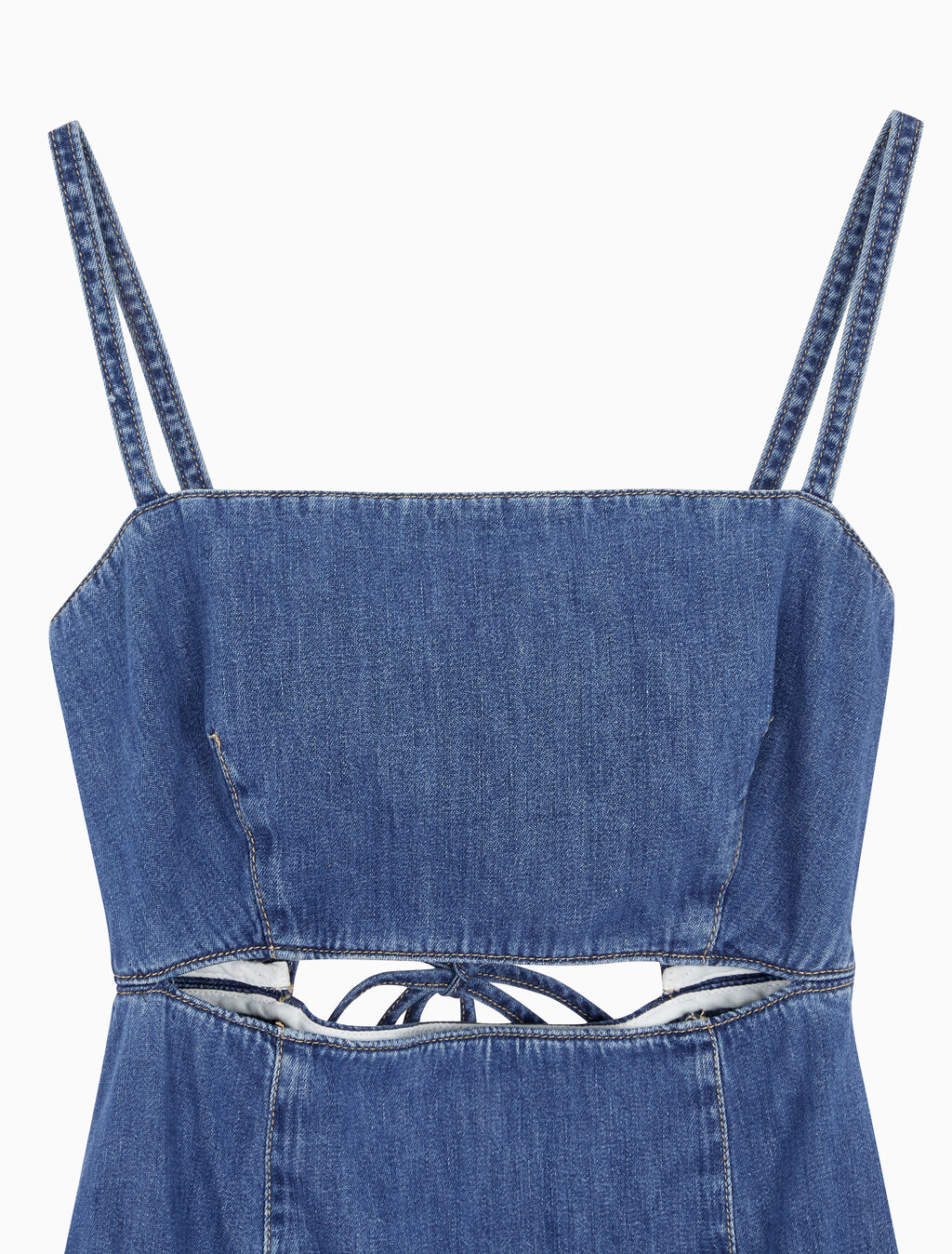 Buy 여성 컷 아웃 드레스 in color MID BLUE BACK EMBRO