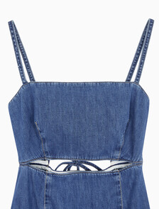 Buy 여성 컷 아웃 드레스 in color MID BLUE BACK EMBRO