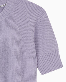 Buy 여성 벌룬 반팔 니트 탑 in color LAVENDER