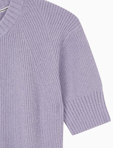 Buy 여성 벌룬 반팔 니트 탑 in color LAVENDER