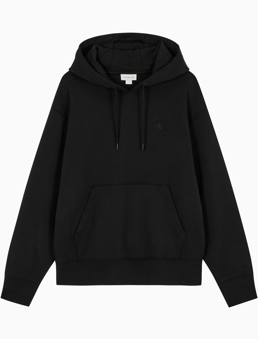 Buy 남녀공용 릴렉스핏 모노그램 백 로고 후디 in color CK BLACK