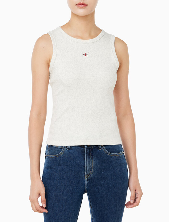 여성 우븐라벨 베이비립 탱크