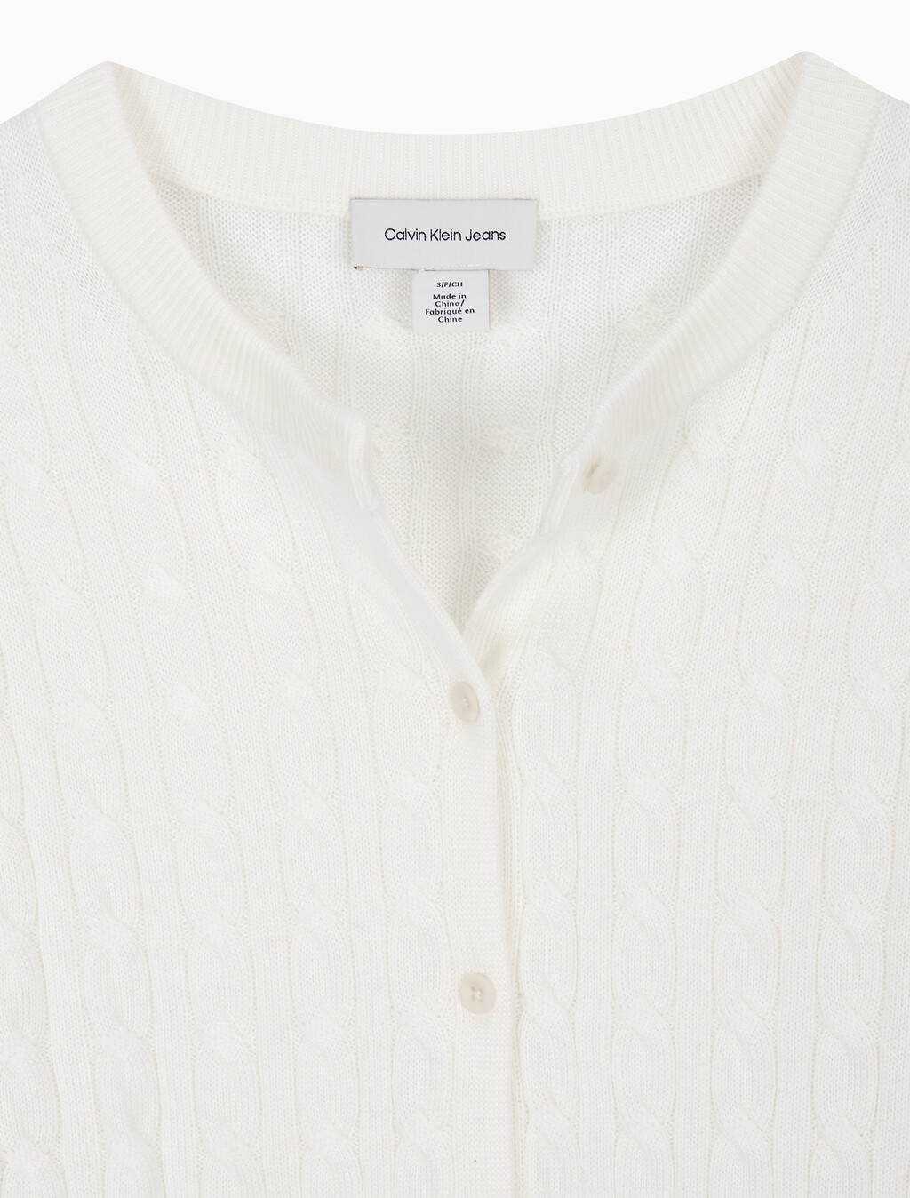 Buy 여성 울 케이블 크루넥 가디건 in color ANCIENT WHITE