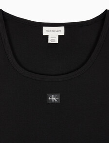 Buy 여성 베이비립 우븐 라벨 드레스 in color BLACK