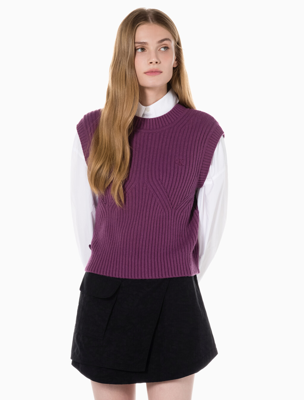 Buy 여성 캐시미어 백 디테일 탱크 in color AMARANTH 