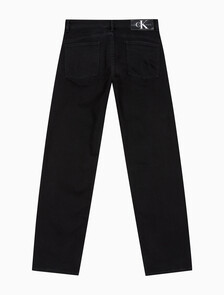 Buy 남성 바디핏 기모 블랙 데님 in color WASHED BLACK LOGO LACE