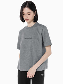 Buy 여성 릴렉스드 스탠다드로고 크루넥 반팔 티셔츠  in color MEDIUM GREY HEATHER