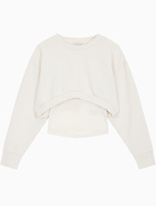 Buy 여성 2 IN 1 크루 풀오버 in color WHITE