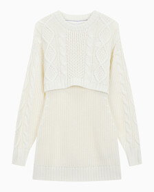 Buy 여성 케이블 스웨터 드레스 in color WHITE