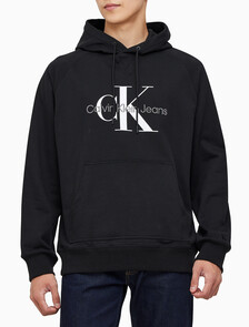 Buy 남성 롱슬리브 릴렉스핏 모노그램로고 후디 in color CK BLACK