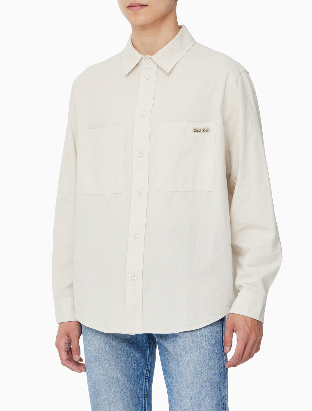 Buy 남성 릴렉스핏 샴브레이 코튼 셔츠 in color LIGHT BEIGE