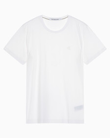 Buy 남성 레귤러핏 솔리드 CK 로고 반팔 티셔츠 in color BRIGHT WHITE