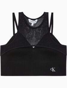 Buy 여성 플레이온 레이어 니트 탱크 in color CK BLACK