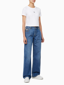 Buy 여성 로우라이즈 릴렉스핏 미드블루 37.5 라이트웨이트 데님 in color MID BLUE BACK EMBRO