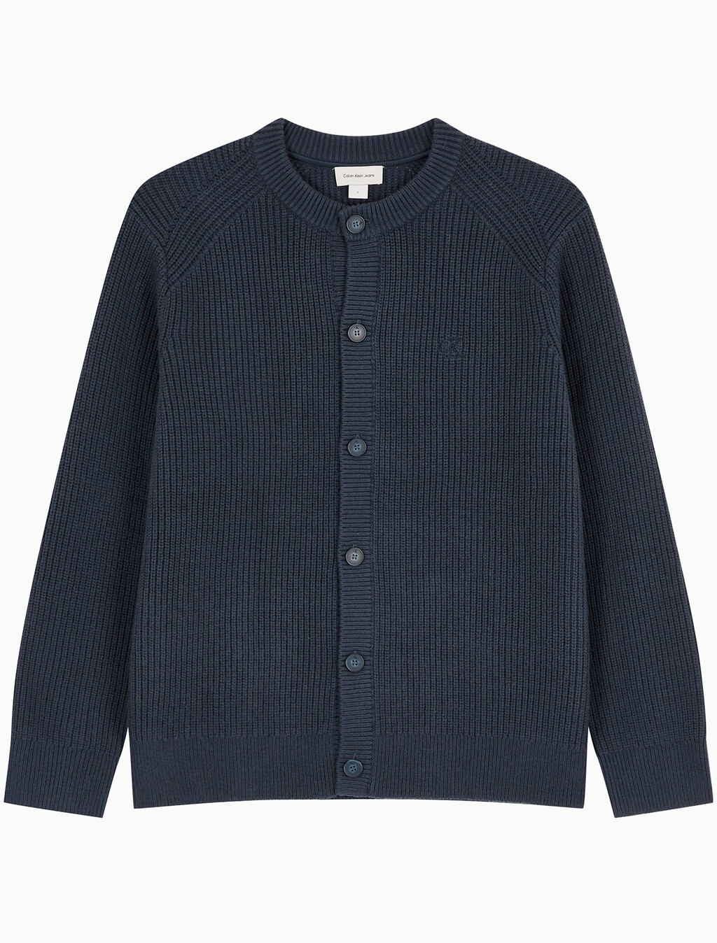 Buy 남성 릴렉스핏 크루넥 버튼 가디건 in color NAVY