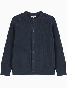 Buy 남성 릴렉스핏 크루넥 버튼 가디건 in color NAVY