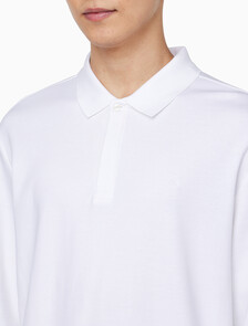 Buy 남성 를래식 핏 럭스 코튼 인터락 폴로 긴팔 티셔츠 in color BRIGHT WHITE