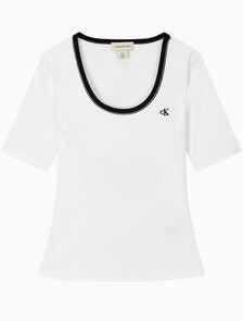 Buy 여성 베이비립 스쿱 컷아웃 탑 in color BRIGHT WHITE