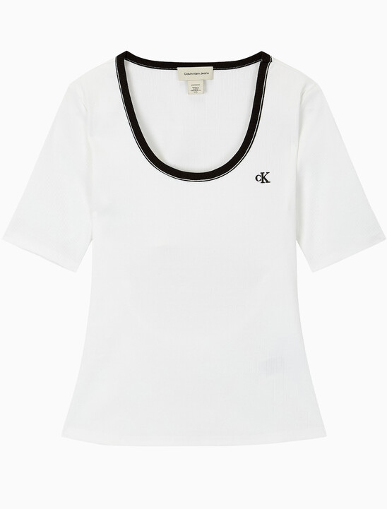 여성 베이비립 스쿱 컷아웃 탑