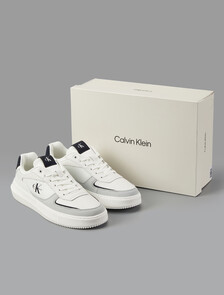 Buy 남성 말모메타 청키 컵솔 레더 in color Bright White/Navy/Grey