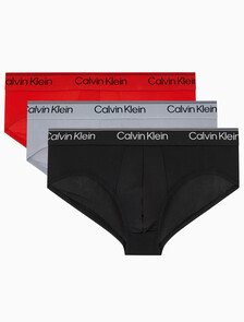 Buy 남성 마이크로 스트레치 3팩 힙 브리프 in color Black / Grey / Red