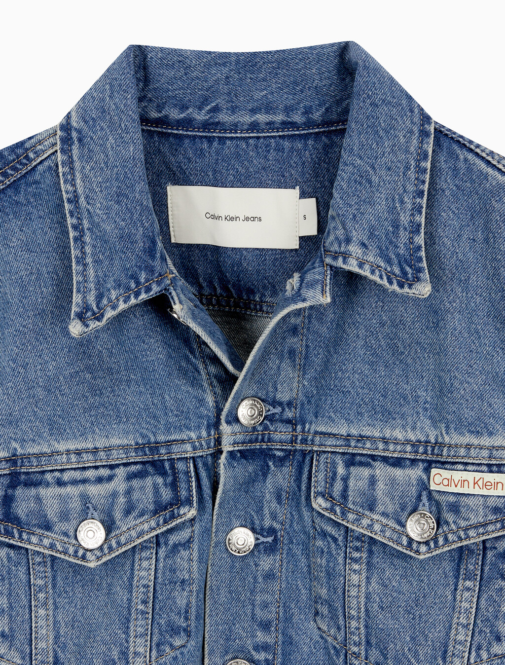 Buy 여성 90's 크롭 데님 자켓 in color MID BLUE BACK EMBRO