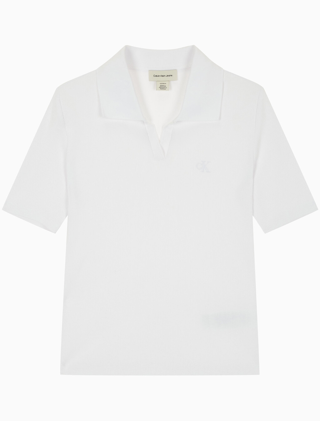 Buy 여성 슬림핏 브이넥 폴로 in color BRILLIANT WHITE