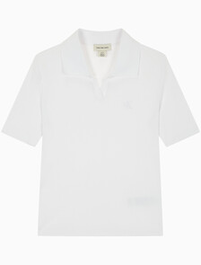 Buy 여성 슬림핏 브이넥 폴로 in color BRILLIANT WHITE