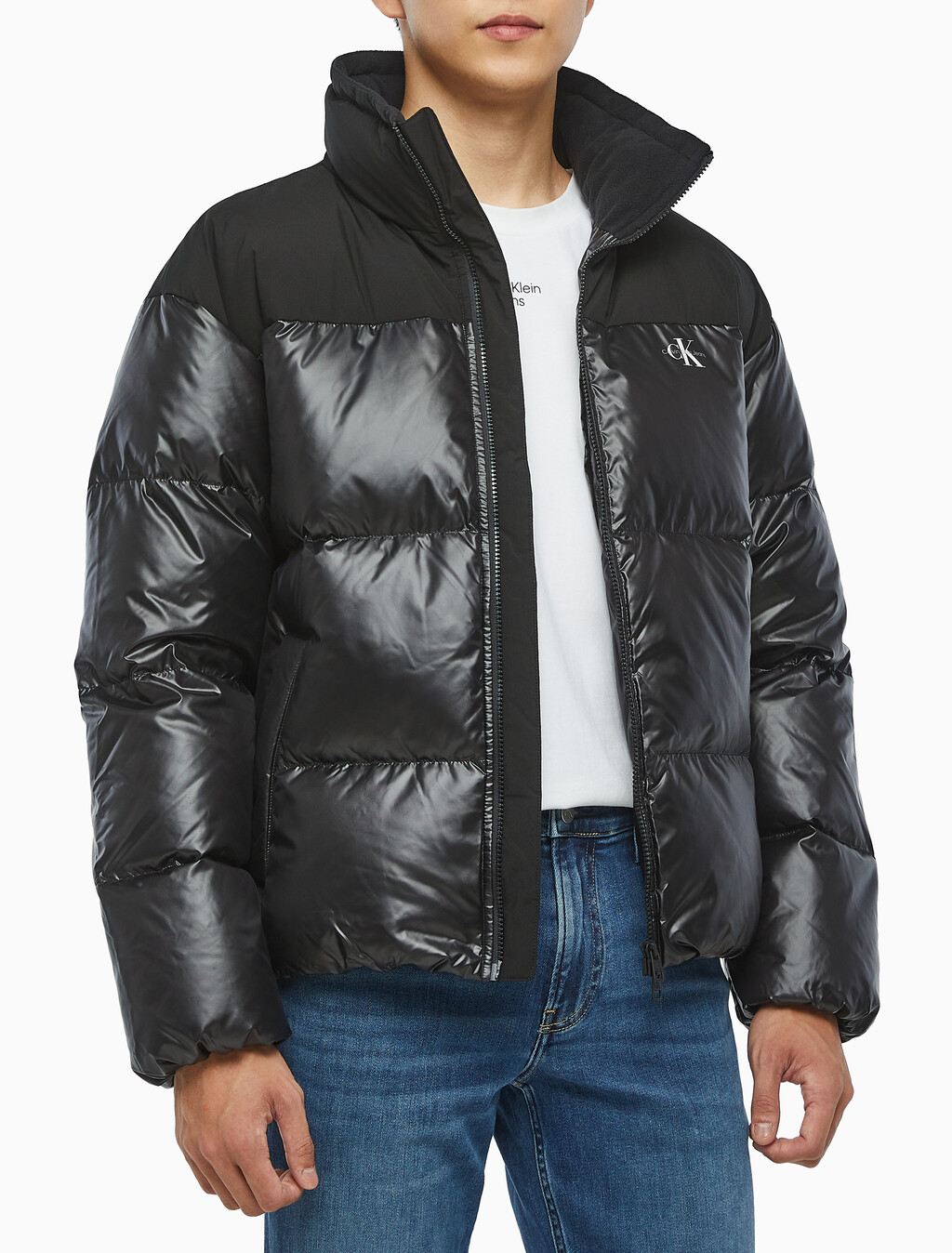 Buy 남녀공용 릴렉스 숏 블로킹 다운 푸퍼 in color CK BLACK