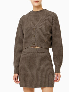 Buy 여성 2 IN 1 셔닐 가디건 in color BROWN