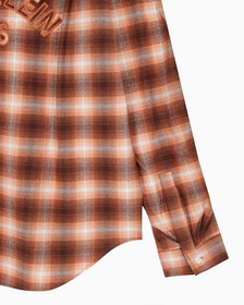 Buy 남성 롱슬리브 후디 플래드 오버셔츠 in color DARK BROWN