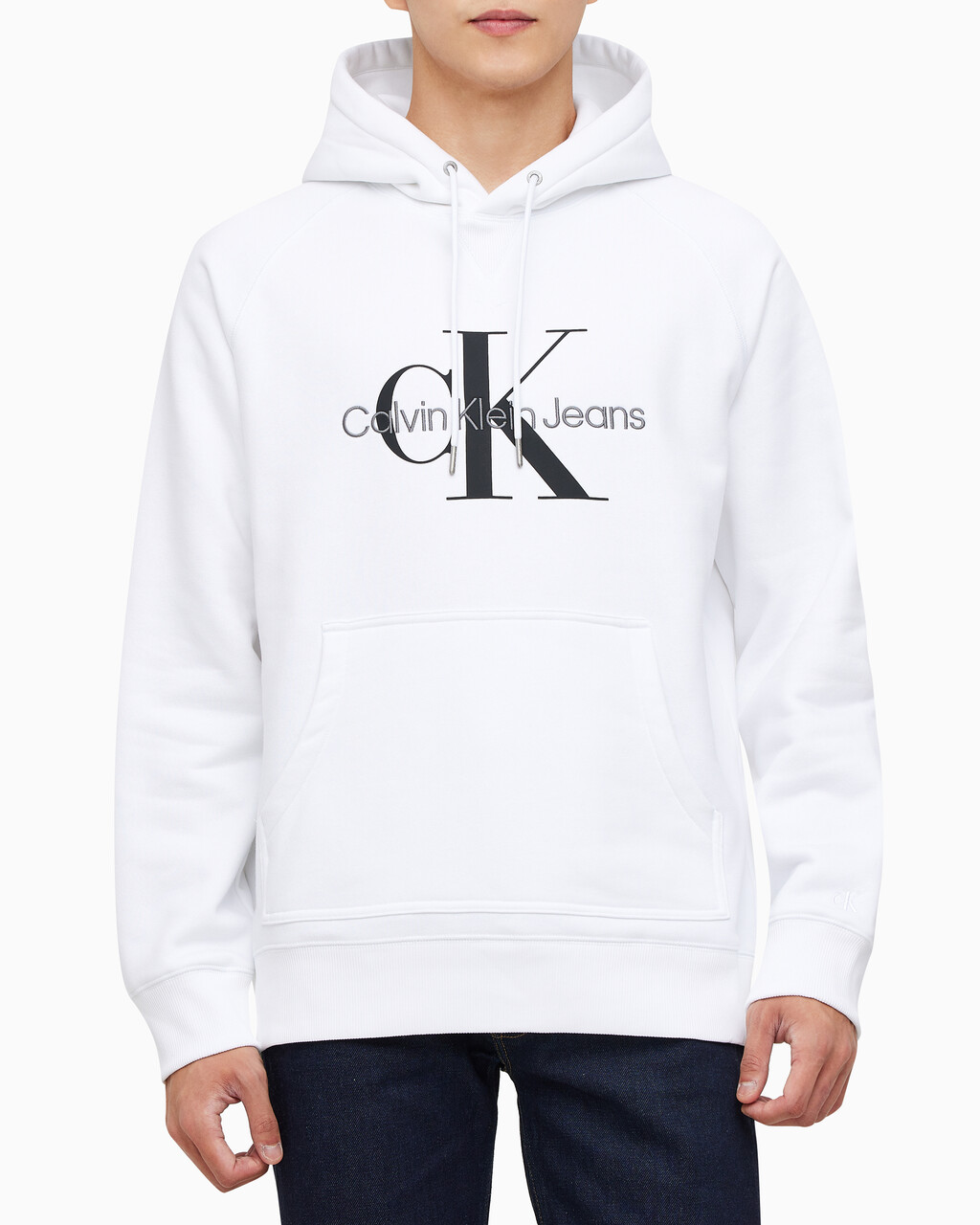 Buy 남성 롱슬리브 릴렉스핏 모노그램 기모후디 in color BRIGHT WHITE