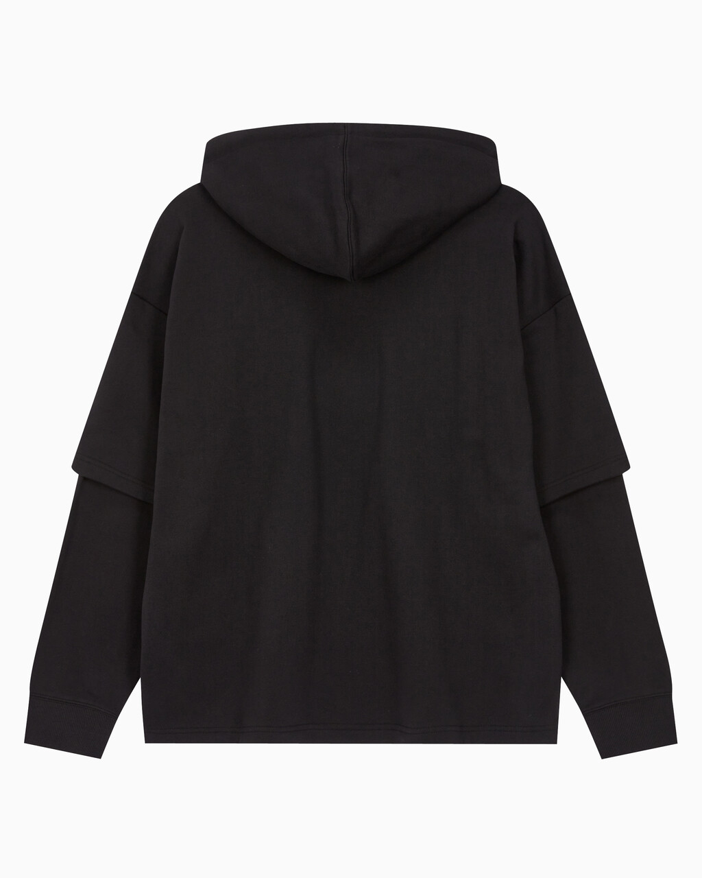 Buy 남성 롱슬리브 패션 레이어드 후디 in color CK BLACK