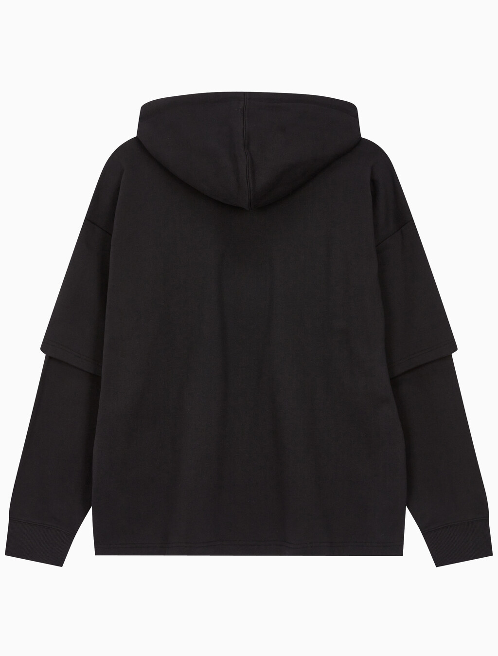 Buy 남성 롱슬리브 패션 레이어드 후디 in color CK BLACK