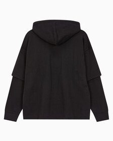 Buy 남성 롱슬리브 패션 레이어드 후디 in color CK BLACK