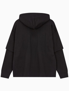 Buy 남성 롱슬리브 패션 레이어드 후디 in color CK BLACK