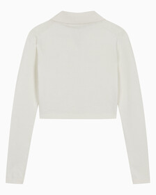Buy 여성 브이넥 슬림 크롭 스웨터 in color WHITE