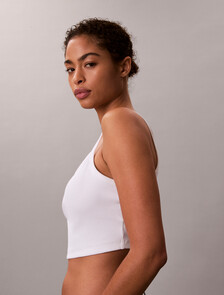 Buy 여성 우븐라벨 베이비립 크롭 탱크 in color BRIGHT WHITE